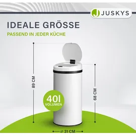 Juskys Mülleimer mit Sensor - Weiß