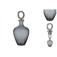 BigBuy Dekovase Vase Glas Grau Metall Silber 20 x 20 x 30 cm