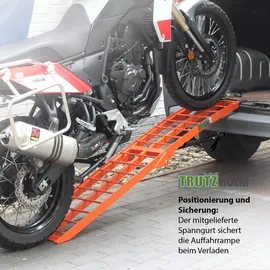 Baumarktplus TRUTZHOLM 2 x Auffahrrampe klappbar 180 cm Traglast 680 kg Alu orange geriffelte Einzelstäbe Verladerampe