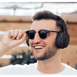 LAMAX Base2, kabellose Kopfhörer, Akkulaufzeit bis zu 48 Stunden, Bluetooth 5.3, Android- und iOS-Unterstützung, leichtes faltbares Design, USB-C