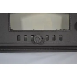 OEM SEZAM - 48 x 27 cm - Pizzaofentür Ofentür aus Gusseisen für Pizzaofen, Backofen, Kamintür mit Glas, Backofentür Holzofentür Kachelofentür - Grau