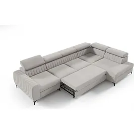 Fun Möbel Ecksofa Schlafsofa Sofa TORONTO XL Stoff Element Blau Ottomane Rechts