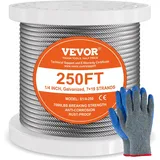 Vevor Drahtseil, Seil Draht Rostfrei Ф6,35mmx76,2m 31,1kN 7x19 Stränge