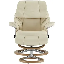 Stressless Relaxsessel Reno M Leder 83 x 110 x 76 cm Creme mit Hocker