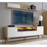 aea Luxuriöses Set TV-Lowboard 42 cm x 65 cm Braun Holz, Massivholz