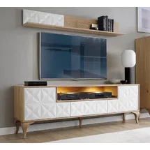 aea Luxuriöses Set TV-Lowboard 42 cm x 65 cm Braun Holz, Massivholz