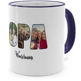 PhotoFancy® - Fototasse 'Opa' - Personalisierte Tasse mit eigenem Foto und Text selbst gestalten - Dunkelblau