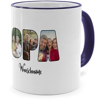 PhotoFancy® - Fototasse 'OPA' - Personalisierte Tasse mit eigenem Foto und Text selbst gestalten - Dunkelblau