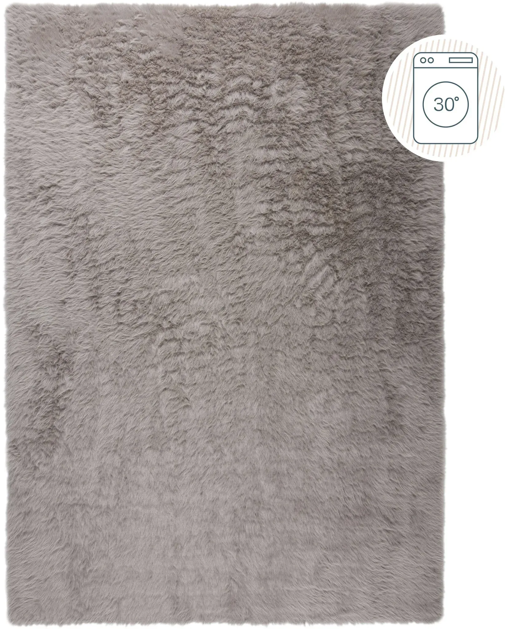 Hochflor-Teppich FLAIR RUGS "Alpine Faux Fur" Teppiche Gr. B: 80cm, 35mm, L: 150cm, grau waschbarer Kunstpelzteppich