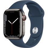 Apple Watch Series 7 GPS + Cellular 41 mm Edelstahlgehäuse graphit, Sportarmband abyssblau