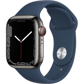 Apple Watch Series 7 GPS + Cellular 41 mm Edelstahlgehäuse graphit, Sportarmband abyssblau