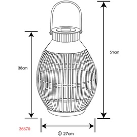 GLOBO Solarleuchte Bambus hellbraun