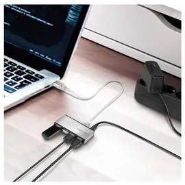 Logilink USB 2.0 Hub mit Aluminiumgehäuse und inkl. Netzteil