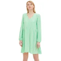 TOM TAILOR Denim Damen Kleid BABYDOLL Regular Fit Vertical Grün Weiß Stripe 31188 XL