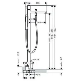 Hansgrohe Axor Uno Einhandwannenmischer Edelstahl-Optik