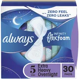 Always Infinity Damenbinden für Damen, Größe 5, extra schwer über Nacht, mit Flügeln, geruchlos, 30 Stück