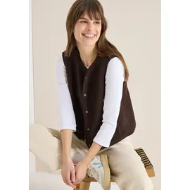 Cecil "Curly fake Wool", Damen, Gr. XXL (46), braun macchiato braun), Stoff, 100% Polyester, unifarben, normal, Rundhals, Westen, Rundhalsausschnitt