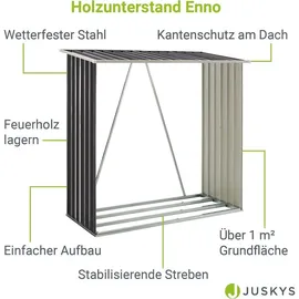 Juskys Holzunterstand Enno 163 x 83 x 154 cm anthrazit