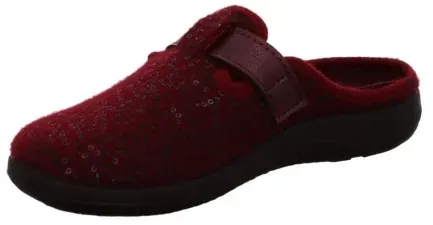 Pantoffel ROHDE "BARI", Damen, Gr. 36, rot (bordeaux), Filz, klassisch, Schuhe, Hausschuh, Clog, Schlappen in klassischer Optik