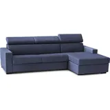 Talamo Italia Sonia Eck-Schlafsofa, Made in Italy, Sofa mit Drehöffnung, mit rechter Containerhalbinsel, mit Standard-armlehnen, Cm 280x95h85, Blau
