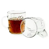 Almina Ela 6 Tlg. Gläser-Set mit Rosenmotiv Transaprent mit Henkel 230 ml