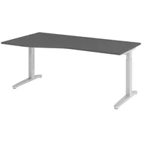 Bümö Schreibtisch Graphit, Silber, Nachbildung, Rechteckig, 180x74x100 cm FSC