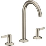 Hansgrohe Axor One 3-Loch Waschtischarmatur 170 Push-Open Ablaufgarnitur brushed nickel