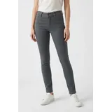 wonderjeans Slim-fit-Jeans "Classic", Damen, Gr. 42, Länge 30, grau (dunkelgrau used), Denim/Jeans, Obermaterial: 65% Baumwolle, 29% Polyester, 6% Elasthan, Abriebeffekte, figurbetont knöchellang, Jeans Slim-fit-Jeans, Klassischer gerader Schnitt