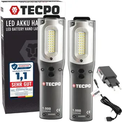 2x TECPO LED Akku Handlampe 1000 Lumen + USB Ladegerät