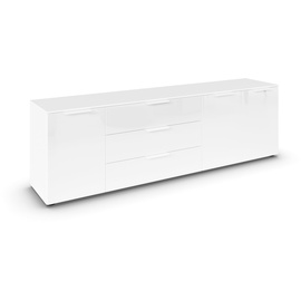 RAUCH Flipp, 3-türig mit 3 Schubladen und Soft-Close-Funktion sowie Glasfront, weiß