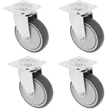 Amig - Set mit 4 Möbelrollen | Ø 100 mm | Drehbare Rollen mit Montageplatte | Maximale Belastung 110 kg | Zum Bewegen schwerer Möbel | Rollenlager | Kunststoffkern | Graues Gummi