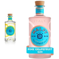 Malfy Gin con Limone – Super Premium Gin aus Italien mit italienischen Zitronen – 41% Vol – 1 x 0,7L & Gin Rosa – Super Premium Gin aus Italien mit Pink Grapefruit und Rhabarber – 41% Vol – 1 x 0,7L