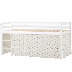 Hochbett HOPPEKIDS "ECO Dream, Kinderbett, Spielbett, Halbhohes Bett aus Massivholz", beige (weiß, natur), B:101cm H:105cm L:208cm, Kinderbett: 100% Massivholz: Nordische Kiefer, Vorhang: 100% Baumwolle, Hochbetten, Kinderbett Hochbett, inkl. Vorhang-Set Creator, Bettgröße & Matratze wählbar
