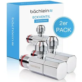 Bächlein Eckventil mit Schnellverschluss [2er Set], 1/2 Zoll, x 3/8 Zoll, chrom, selbstdichtend