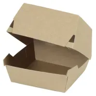 Greenbox Mini Burger Box, braun, 9 x 9 x 7 cm, Recycelbare Essensbox für kleine Burger oder Beilagen, 1 Packung = 50 Stück