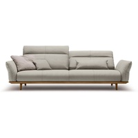 hülsta sofa 4-Sitzer hs.460, Sockel in Nussbaum, Füße Nussbaum, Breite 248 cm beige|grau