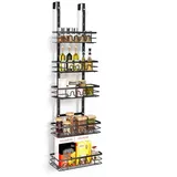 Glorlliant Gewürzregal für die Tür, 5 Etagen Metall zum Aufhängen Organizer Regale Tür Speisekammer Organizer für Küche, Bad, Schlafzimmer