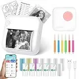GuKKK Mini-Fotodrucker, Thermodrucker, tragbarer Sofortbilddrucker, Mini-Fotodruck vom Handy, Thermo-Bluetooth mit USB-Ladegerät, für Notizen, Tagebuch, Liste (Rosa)