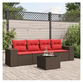 vidaXL 5-teiliges Gartensofa-Set Loungesofa braun