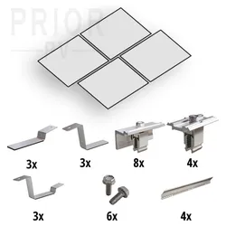 Prior PV Flachdach-Aufständerungs-Set 2x2 Solarmodule