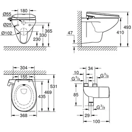 Grohe Bau Dusch-WC-Aufsatz Alpinweiß