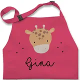 Kinderschürze Schürze Kinder Jungen Mädchen - Süße Giraffe Giraffen Giraffenmotiv - 7-14 Jahre - Pink - personalisierte einer schürzen name für - 7-13 Jahre