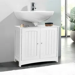 TecTake GmbH Waschbeckenunterschrank Jasper, 2 Fächer, Belastbarkeit 35 kg - weiß