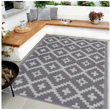 bc-agentur Bestlivings Outdoorteppich Flachgewebe verschiedene Größen/Designs, Rechteckig, aus recyceltem Kunststoff, wetterfest, UV-Beständig, pflegeleicht grau 120 cm x 180 cm