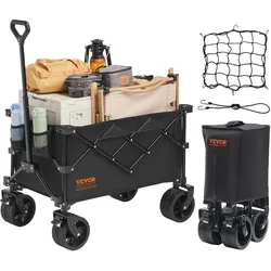 VEVOR Bollerwagen 855 x 500 x 1070 mm Kinderwagen aus 600D Oxford-Stoff mit PVC-Beschichtung Strandwagen 113 L Speicherkapazität max. 113 kg Tragfähigkeit Transportkarre Gerätewagen Handwagen