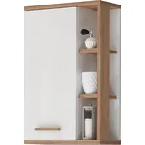 Saphir Hängeschrank SAPHIR "Quickset Badschrank 50,5 cm breit mit 1 Tür und 2 Glas-Einlegeböden", weiß (weiß glanz, riviera eiche), B:50,5cm H:74,5cm T:20,5cm, Holzwerkstoff, Schränke, Hängeschrank, Badezimmer-Hängeschrank inkl. Türdämpfer, Holzgriffe