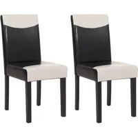 Mendler 2er-Set Esszimmerstuhl Stuhl Küchenstuhl Littau ~ Kunstleder, schwarz-weiß,