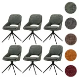 6er-Set Esszimmerstuhl HWC-N73, Küchenstuhl, drehbar Auto-Return, Stoff/Textil Chenille (490g/m2) Öko-Tex ~ grün