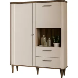 Forte Highboard 100,1 x 142,9 x 41,2 cm Beige / Valencia Eiche