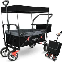 deluxe4home Bollerwagen mit Dach faltbar schwarz/grau